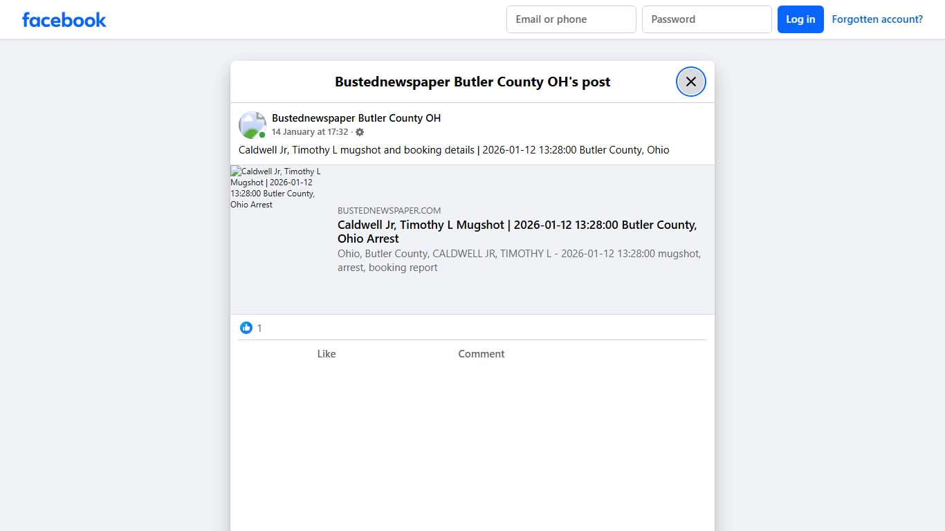 Caldwell Jr, Timothy L... - Bustednewspaper Butler County OH Facebook